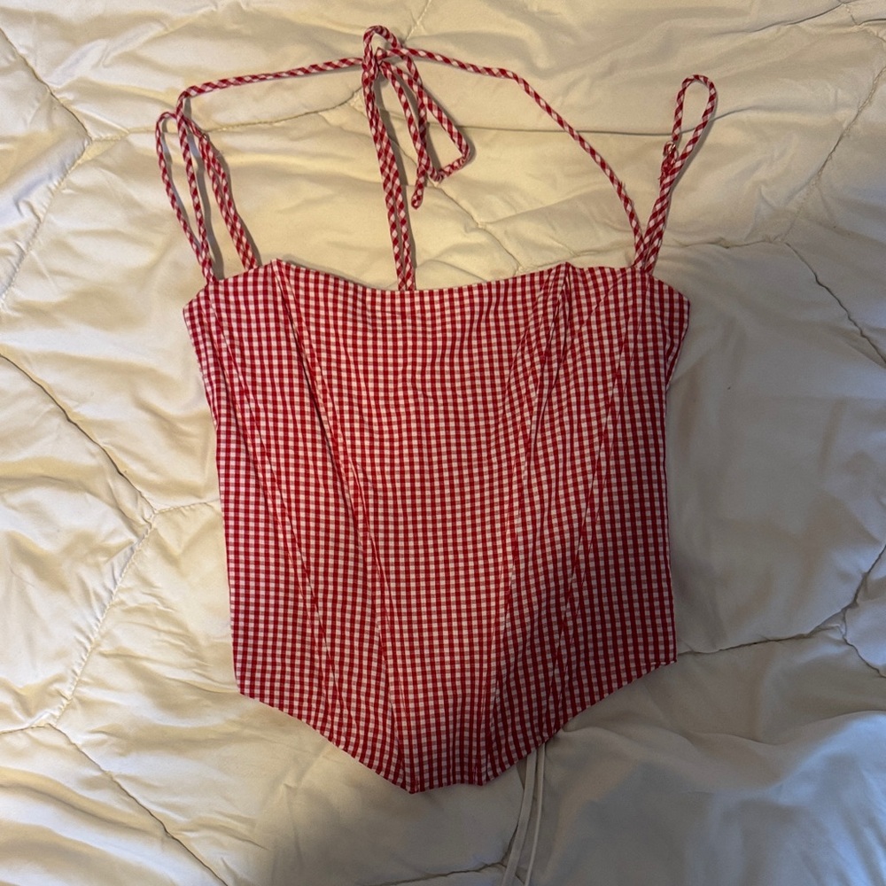 Edikted Red Gingham Tank Top